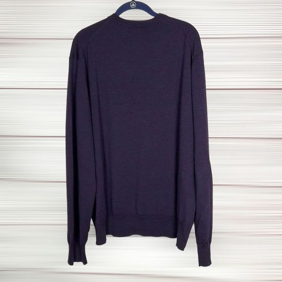 Brooks Brothers Saxxon Fine Merino Wool Purple V-neck Sweater Pullover XXL - Picture 8 of 12